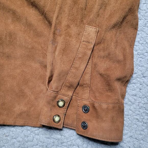 Zara Shirt Women Medium Brown Suede Button Down Western Boho Military Epaulettes - Picture 11 of 12